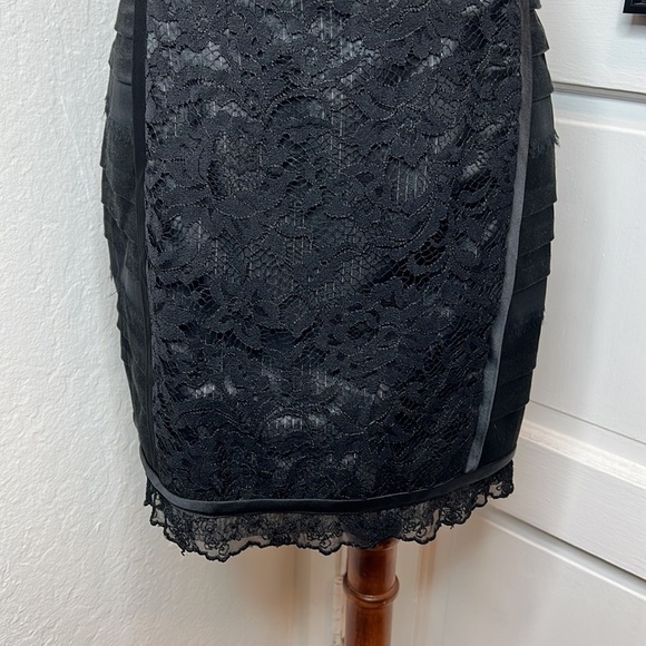 Nanette Lepore Black Tiered Lace Mini Skirt Size 4 - Picture 4 of 7